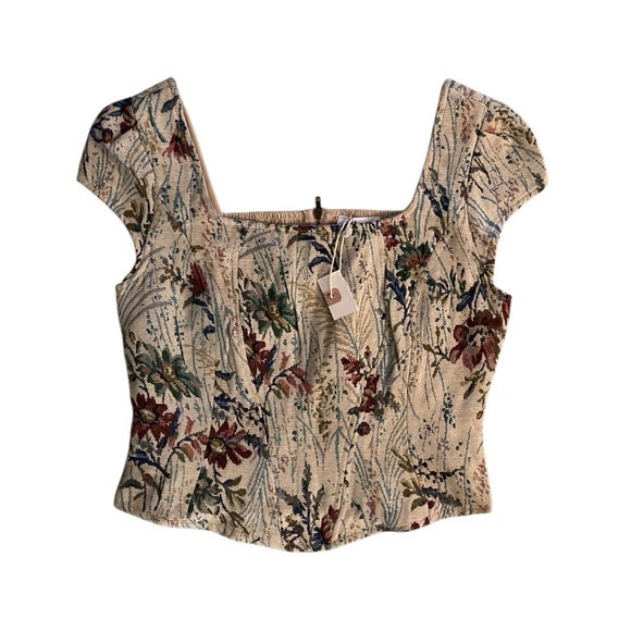 In Loom Tapestry Corset Top NWT Floral Print Women's Top - Picture 2 of 9